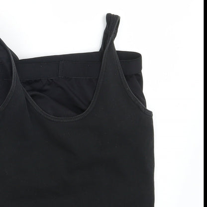 Close-up detail of PURE LIME women’s black cropped tank, size S