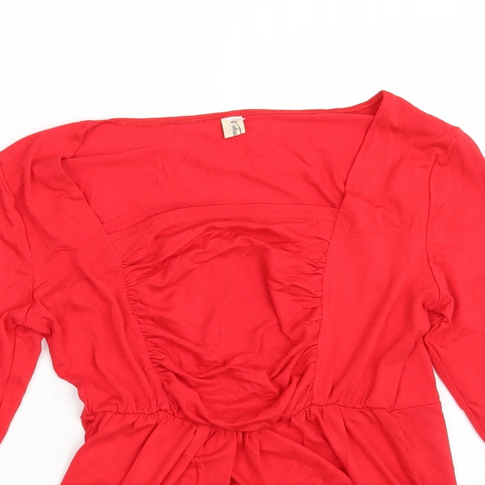 Wucaiyi Womens Red   T-Shirt Dress  Size M