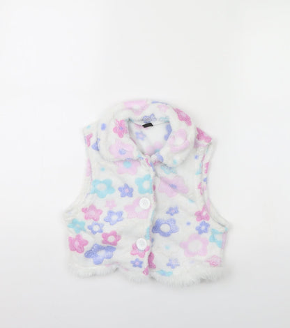 SheIn Womens White Floral  Jacket  Size M