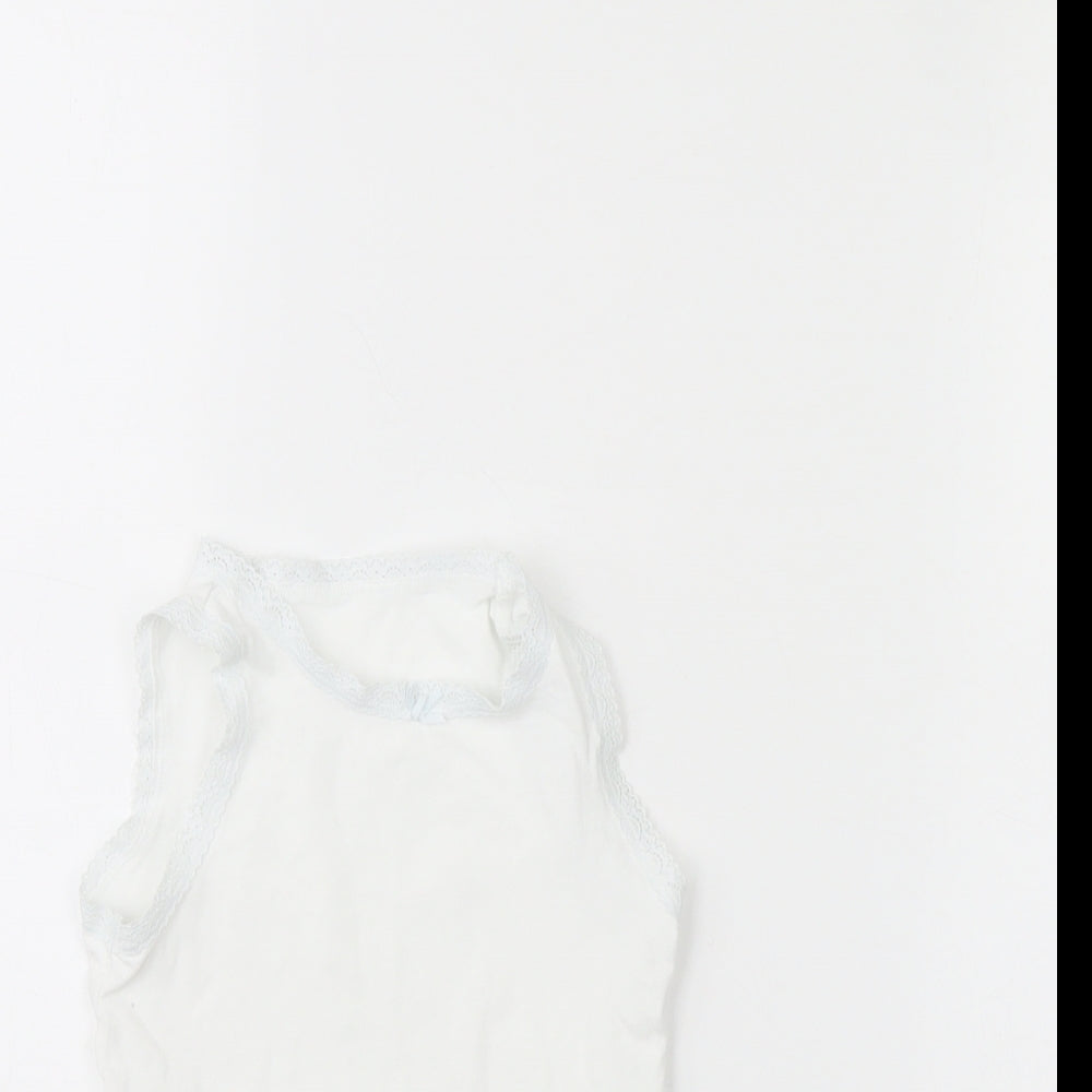 Close-up detail of Next girls’ white basic tank, size 3, years - vest