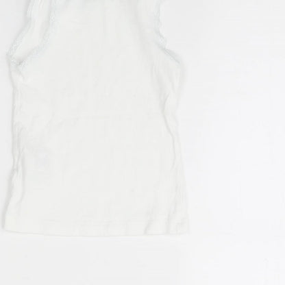 Brand and care label for Next girls’ white basic tank, size 3, years - vest