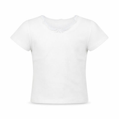 Front view of Marks & Spencer girls’ white basic t-shirt, size 3, years