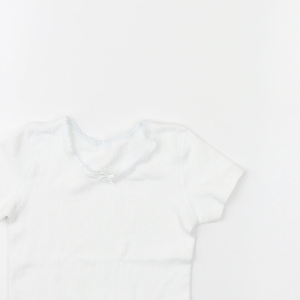 Close-up detail of Marks & Spencer girls’ white basic t-shirt, size 3, years
