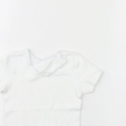 Close-up detail of Marks & Spencer girls’ white basic t-shirt, size 3, years