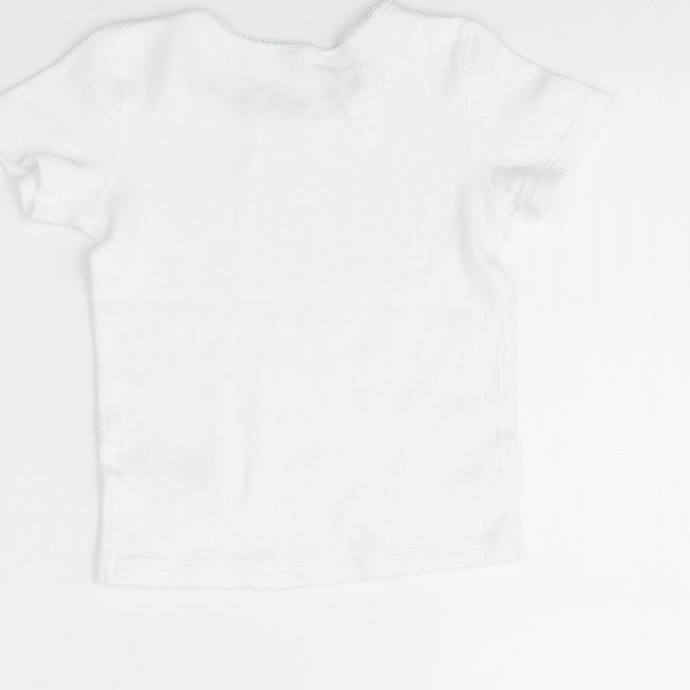 Brand and care label for Marks & Spencer girls’ white basic t-shirt, size 3, years
