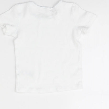 Brand and care label for Marks & Spencer girls’ white basic t-shirt, size 3, years