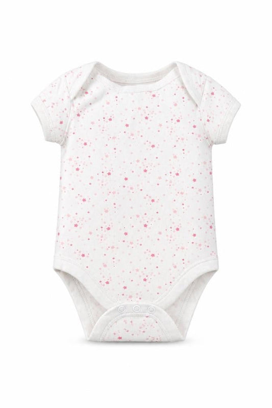 Front view of Primark Baby White Spotted Babygrow One-Piece, size 3-6, Months