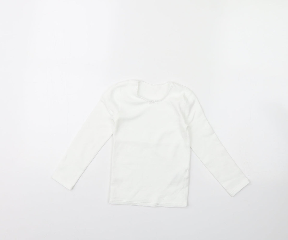 Additional front view of Marks & Spencer girls’ white basic t-shirt, size 3, years