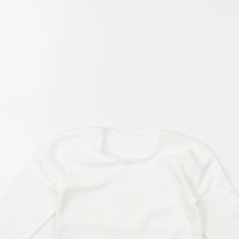 Close-up detail of Marks & Spencer girls’ white basic t-shirt, size 3, years