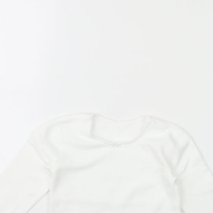 Close-up detail of Marks & Spencer girls’ white basic t-shirt, size 3, years