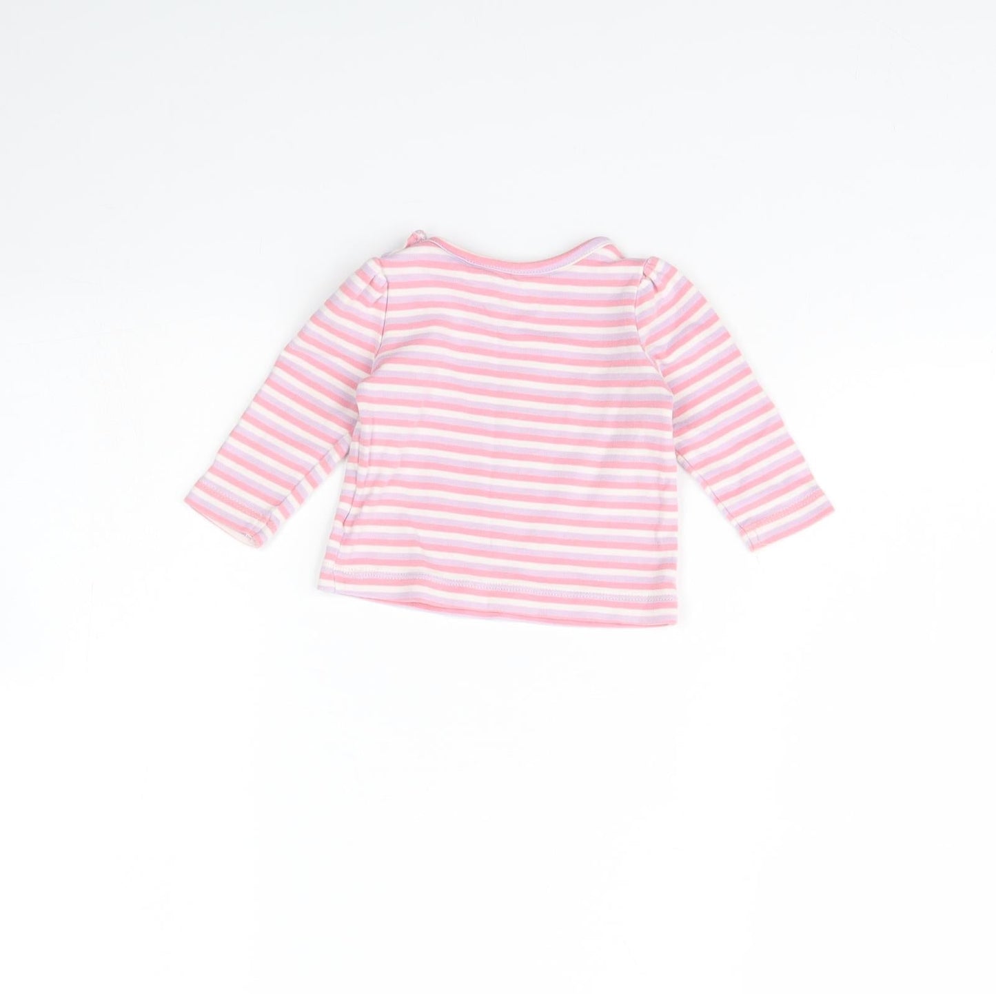 lulipu Girls Purple Striped  Basic T-Shirt Size 3-6 Months