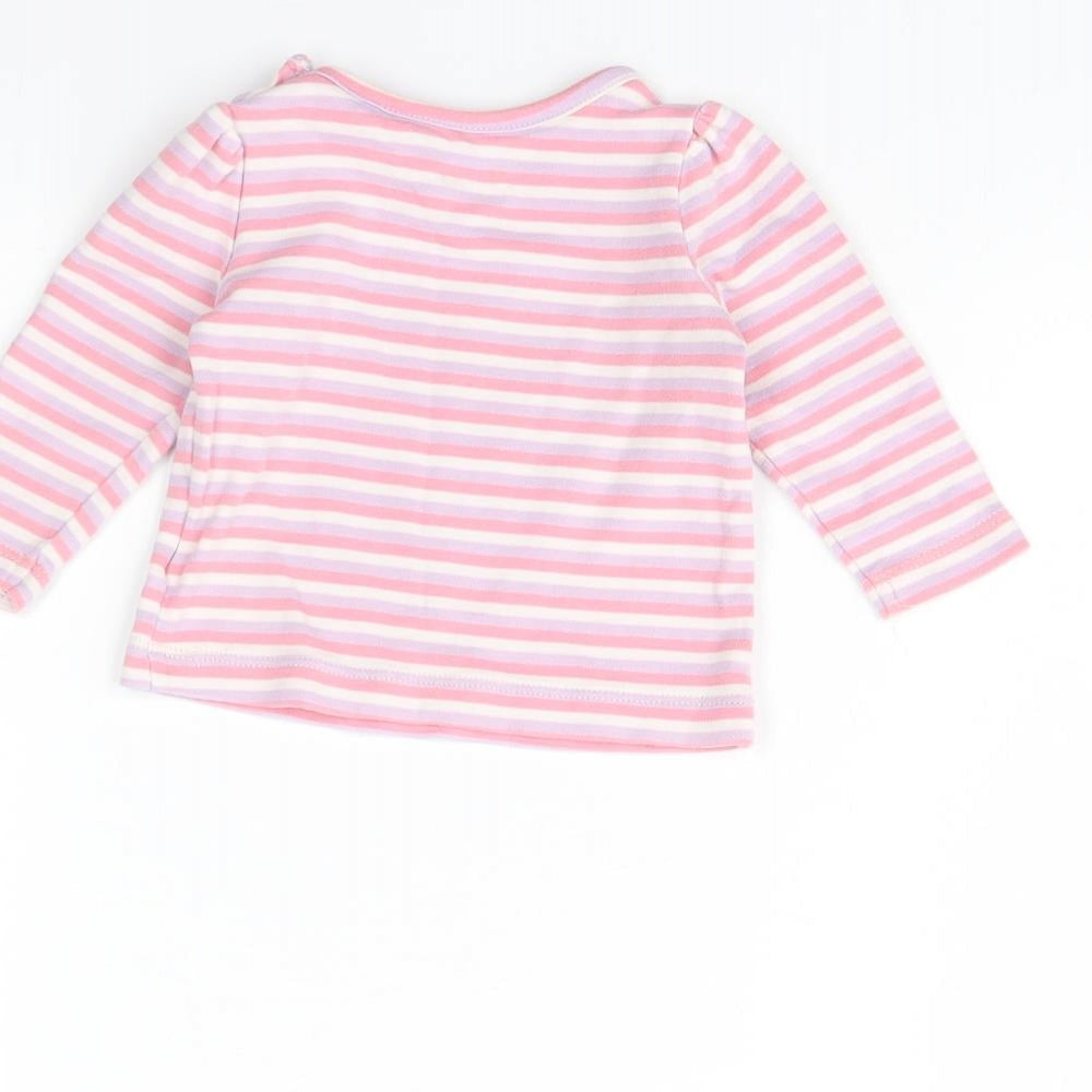 lulipu Girls Purple Striped  Basic T-Shirt Size 3-6 Months