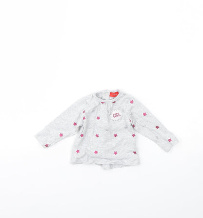 TISSAIA Girls Grey Spotted  Basic T-Shirt Size 3-6 Months
