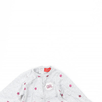 TISSAIA Girls Grey Spotted  Basic T-Shirt Size 3-6 Months