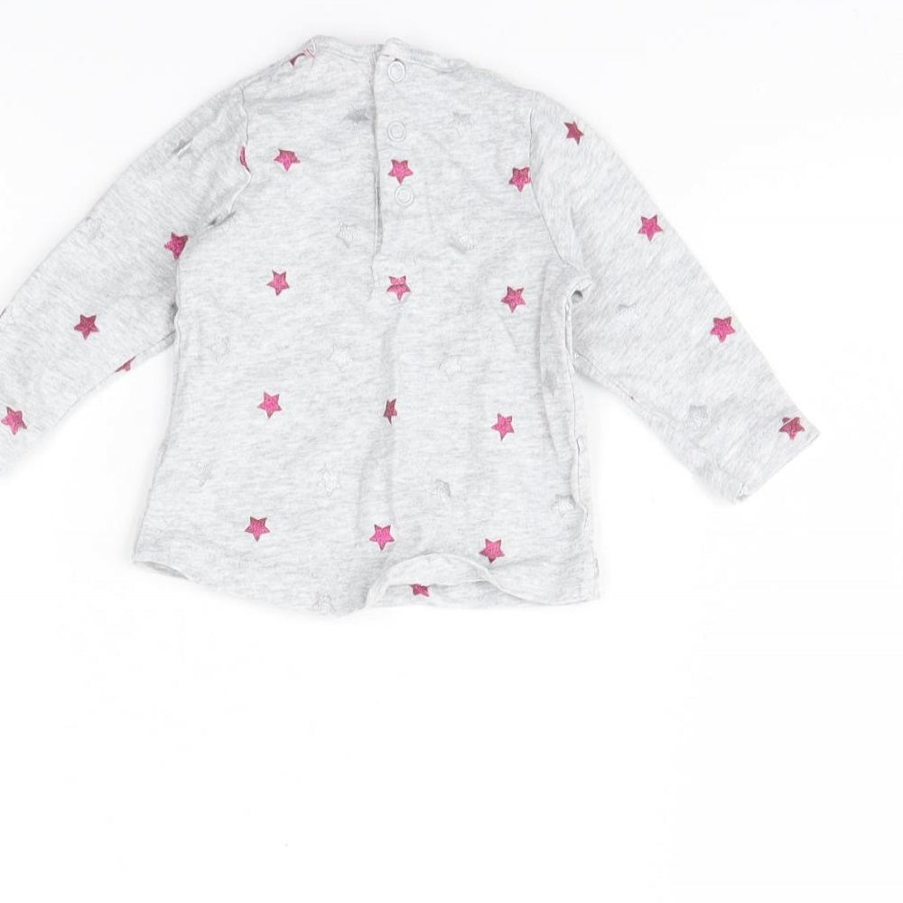 TISSAIA Girls Grey Spotted  Basic T-Shirt Size 3-6 Months