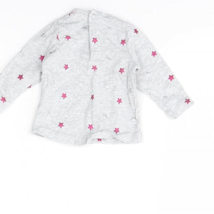 TISSAIA Girls Grey Spotted  Basic T-Shirt Size 3-6 Months