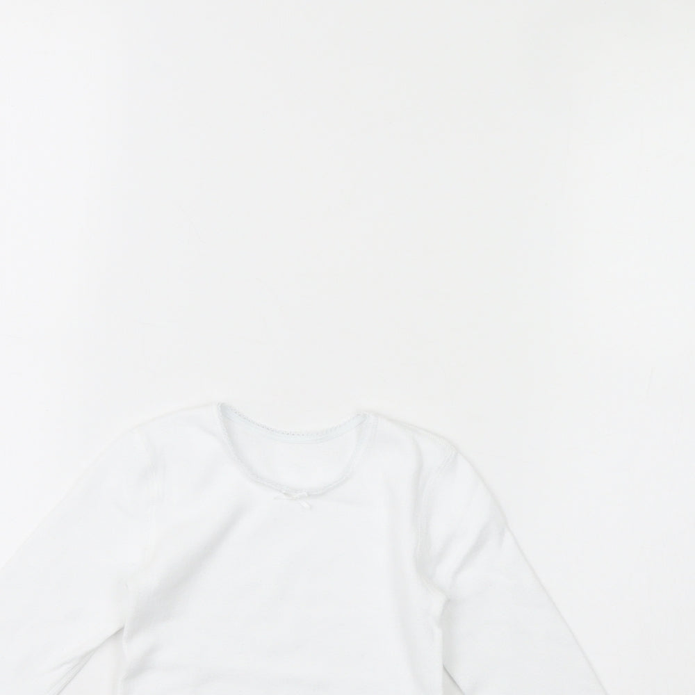 Close-up detail of Marks & Spencer girls’ white basic t-shirt, size 3, years