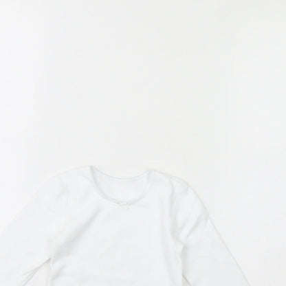 Close-up detail of Marks & Spencer girls’ white basic t-shirt, size 3, years