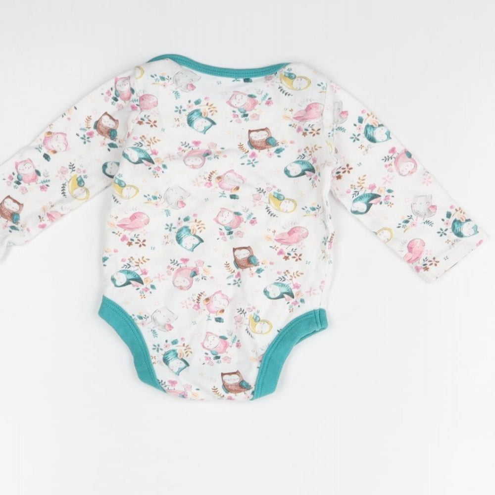 TU Girls White Animal Print  Babygrow One-Piece Size 3-6 Months