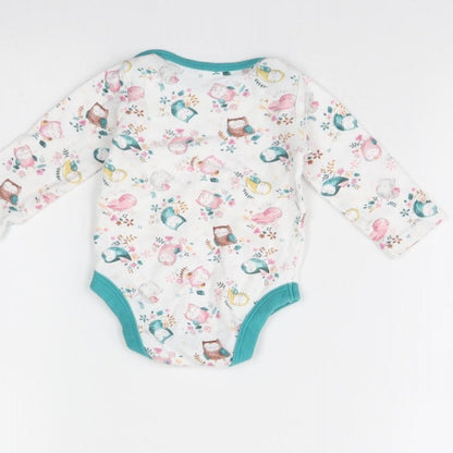 TU Girls White Animal Print  Babygrow One-Piece Size 3-6 Months