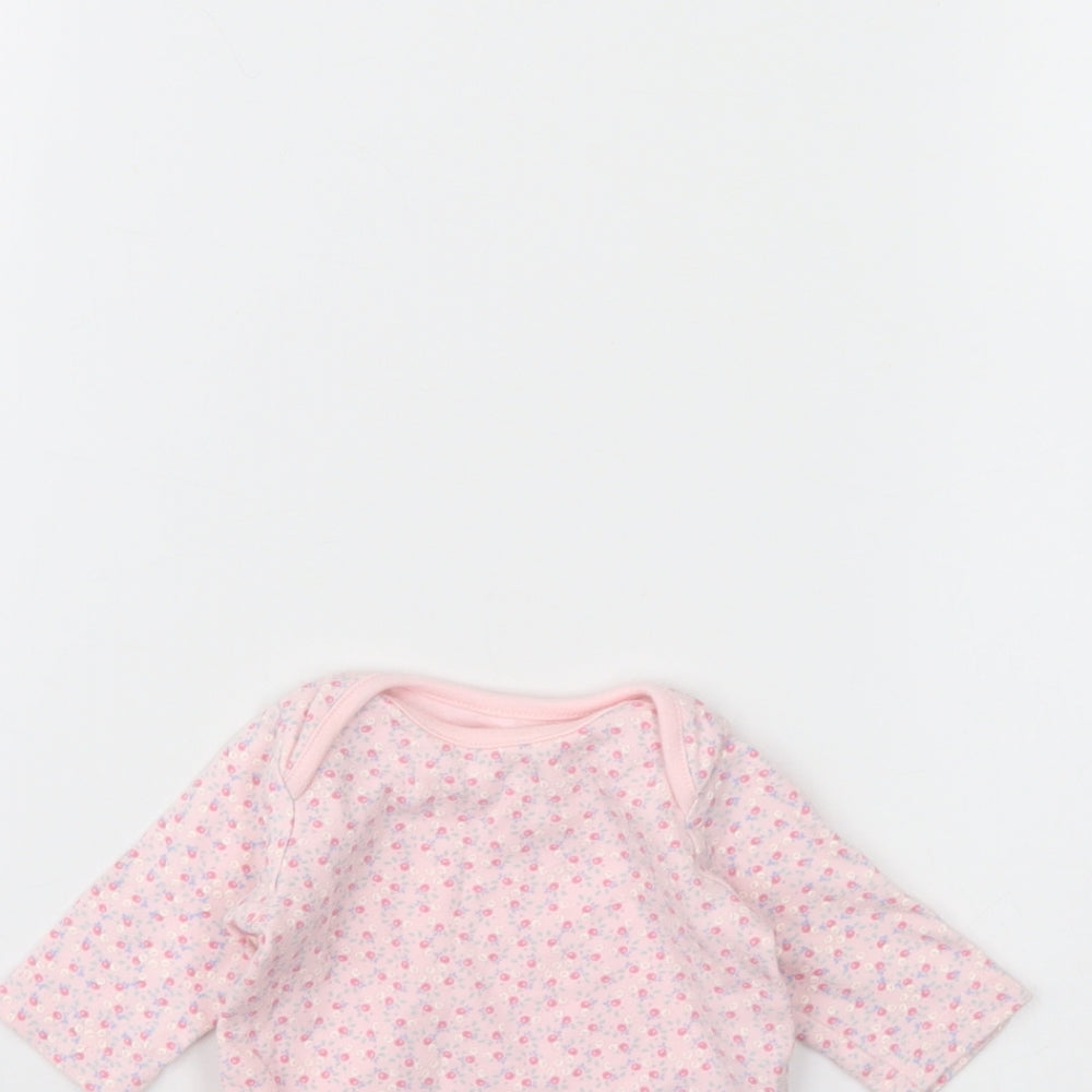 Mothercare Girls Pink Floral  Babygrow One-Piece Size 0-3 Months  - Up to 1 month