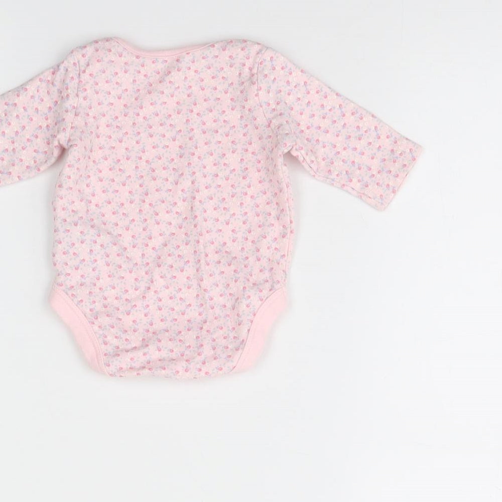 Mothercare Girls Pink Floral  Babygrow One-Piece Size 0-3 Months  - Up to 1 month