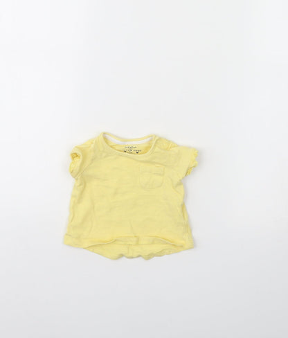 F&F Girls Yellow   Basic T-Shirt Size 0-3 Months