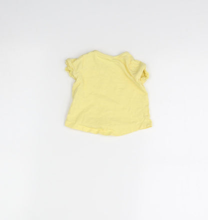F&F Girls Yellow   Basic T-Shirt Size 0-3 Months