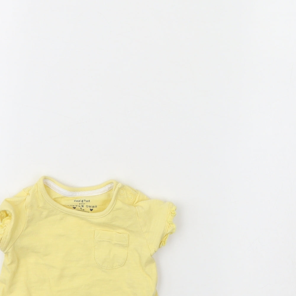 F&F Girls Yellow   Basic T-Shirt Size 0-3 Months