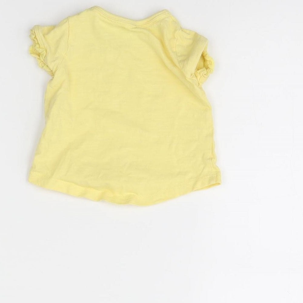 F&F Girls Yellow   Basic T-Shirt Size 0-3 Months