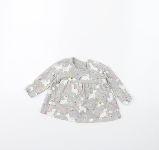 TU  Grey Animal Print  Fit & Flare  Size 3-6 Months  - unicorn