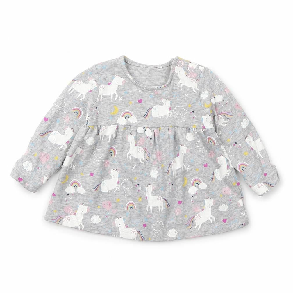 Front view of Tu Grey Animal Print Fit & Flare, size 3-6, Months - unicorn
