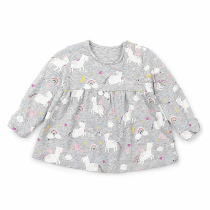 Front view of Tu Grey Animal Print Fit & Flare, size 3-6, Months - unicorn