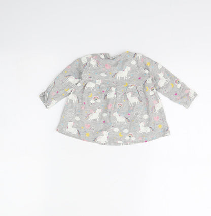 TU  Grey Animal Print  Fit & Flare  Size 3-6 Months  - unicorn