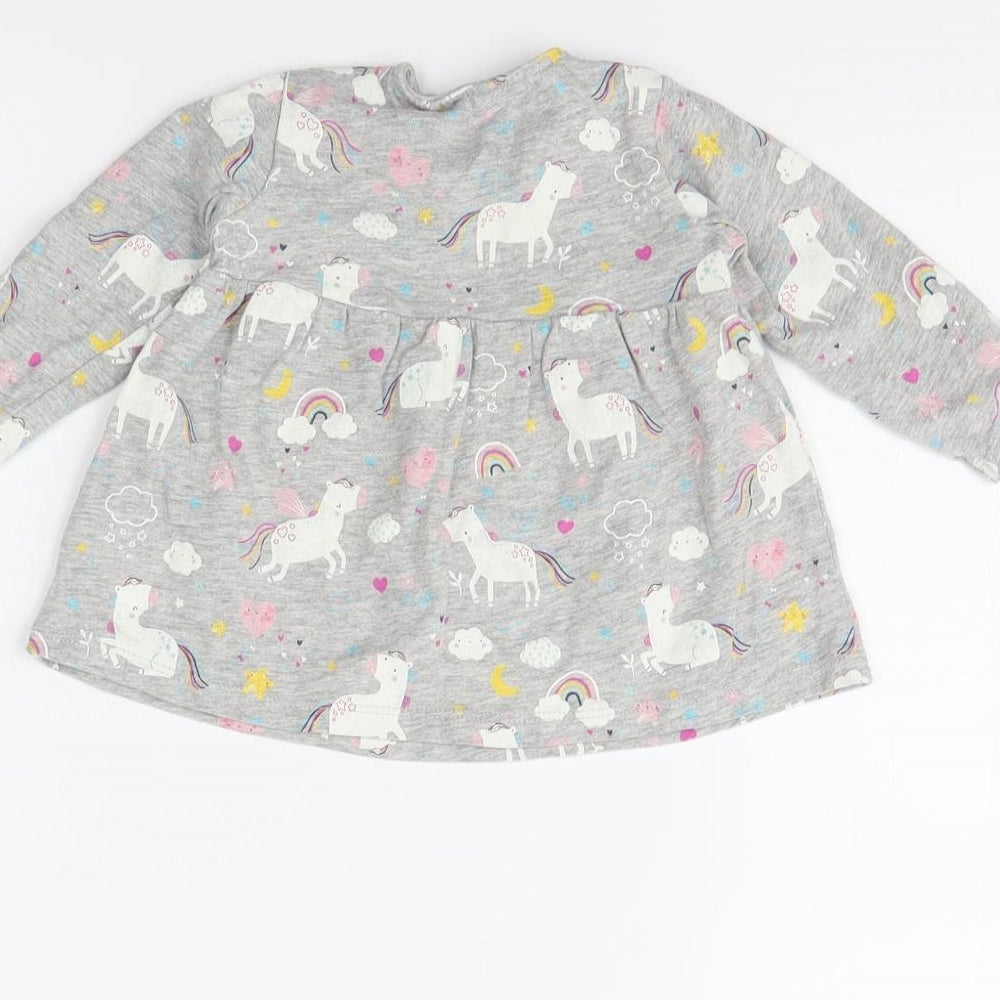 TU  Grey Animal Print  Fit & Flare  Size 3-6 Months  - unicorn