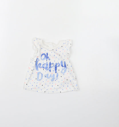 F&F Girls White Polka Dot  Basic Tank Size 0-3 Months  - Oh happy days