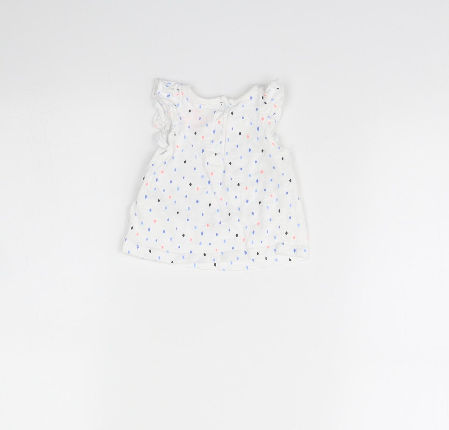F&F Girls White Polka Dot  Basic Tank Size 0-3 Months  - Oh happy days