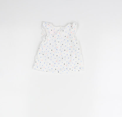 F&F Girls White Polka Dot  Basic Tank Size 0-3 Months  - Oh happy days
