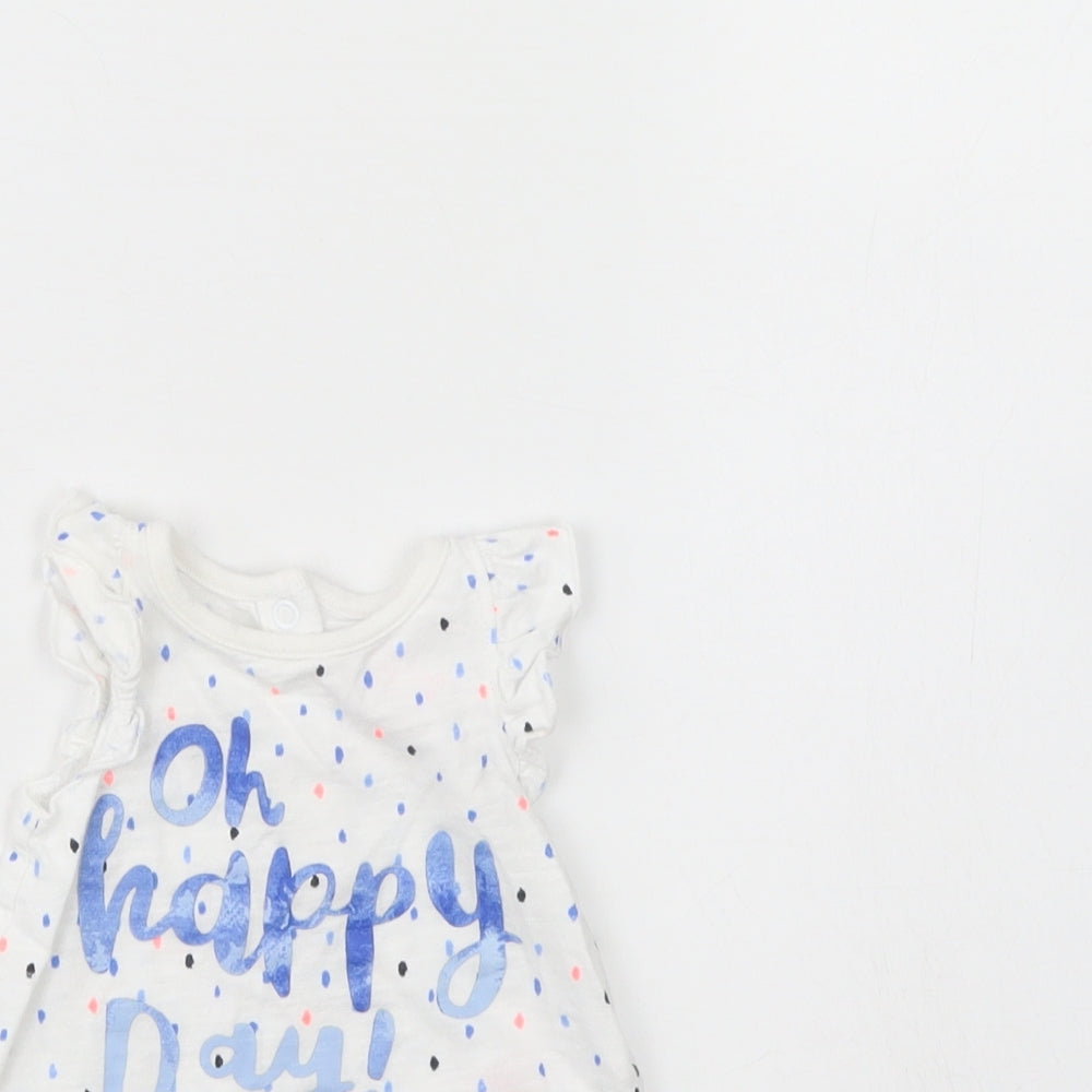 F&F Girls White Polka Dot  Basic Tank Size 0-3 Months  - Oh happy days