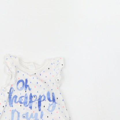 F&F Girls White Polka Dot  Basic Tank Size 0-3 Months  - Oh happy days