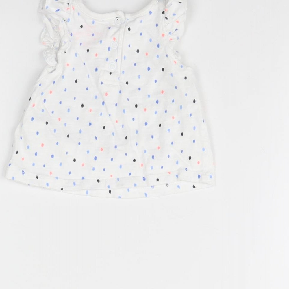 F&F Girls White Polka Dot  Basic Tank Size 0-3 Months  - Oh happy days