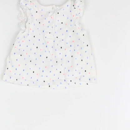 F&F Girls White Polka Dot  Basic Tank Size 0-3 Months  - Oh happy days