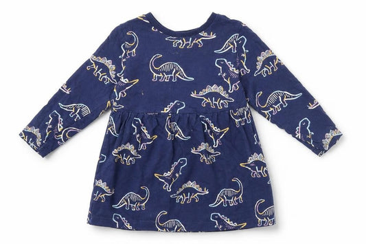 M&S Girls Blue Animal Print  Fit & Flare  Size 18 Months  - Dinosaur