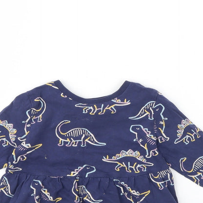 M&S Girls Blue Animal Print  Fit & Flare  Size 18 Months  - Dinosaur
