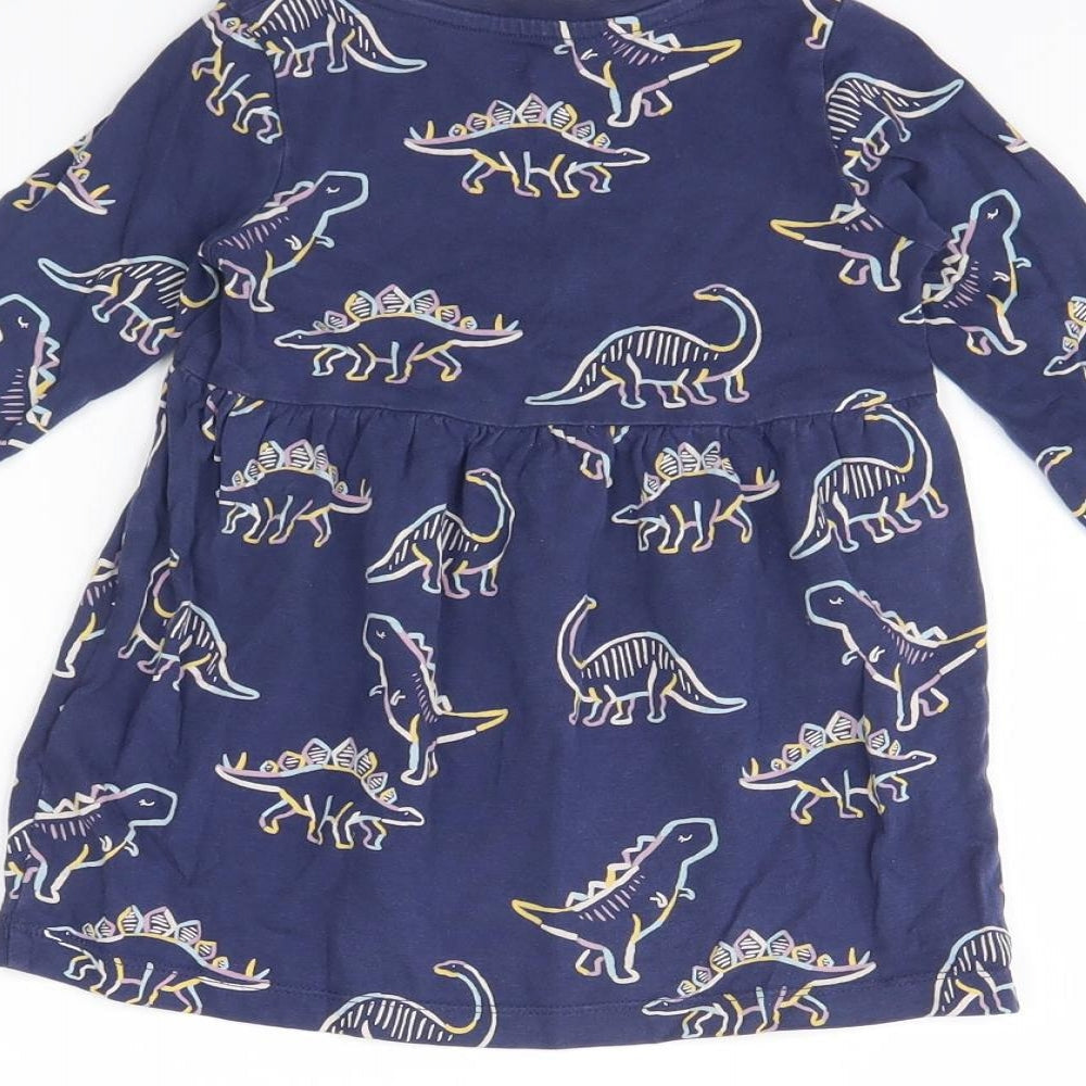 M&S Girls Blue Animal Print  Fit & Flare  Size 18 Months  - Dinosaur