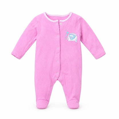 Front view of F&F girls’ purple babygrow one-piece, size 0-3, months