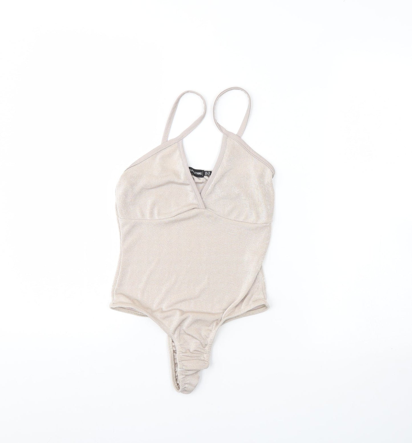 PRETTYLITTLETHING Womens Beige   Bodysuit One-Piece Size 10