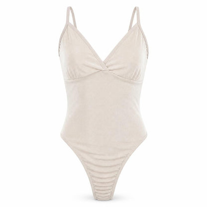 Womens UK Size 10 PRETTYLITTLETHING One-Piece Beige Bodysuit