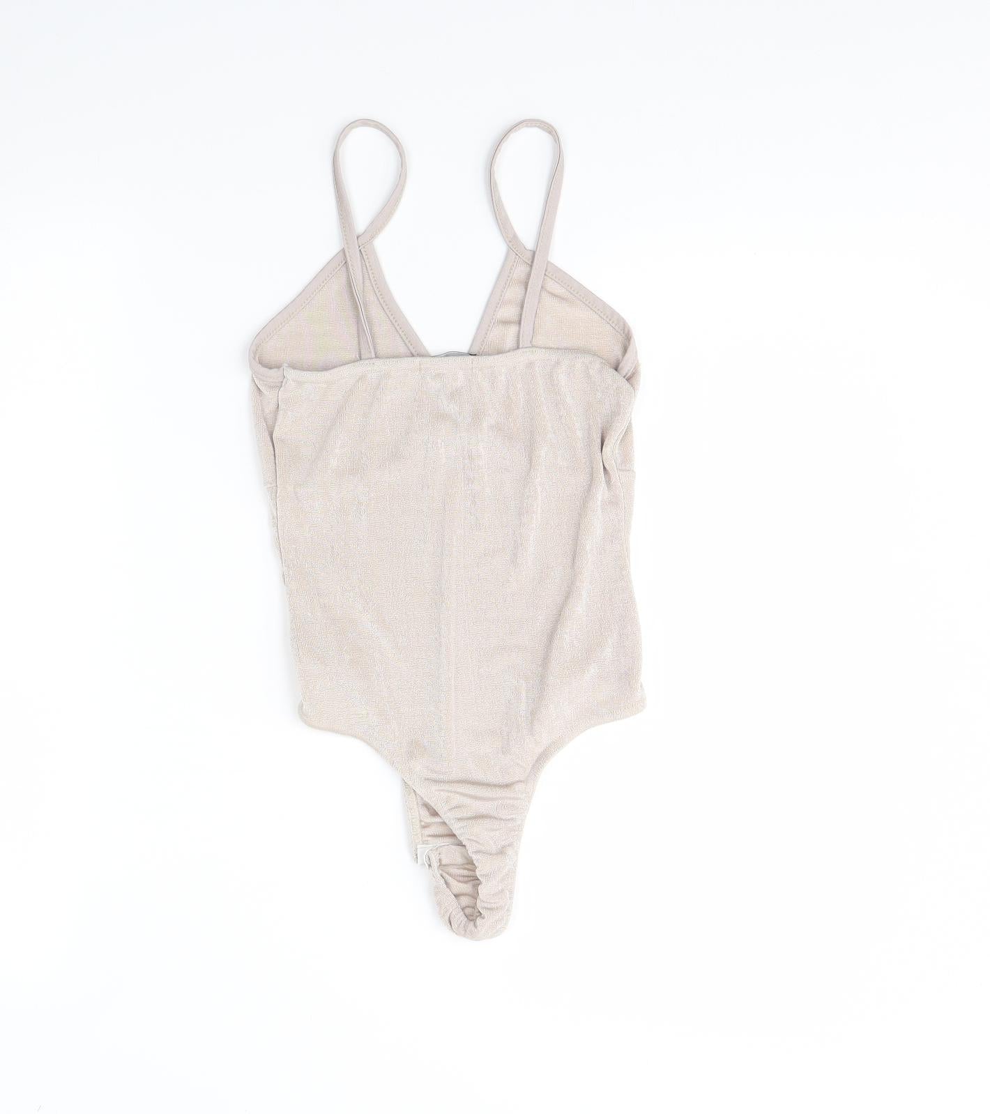 PRETTYLITTLETHING Womens Beige   Bodysuit One-Piece Size 10