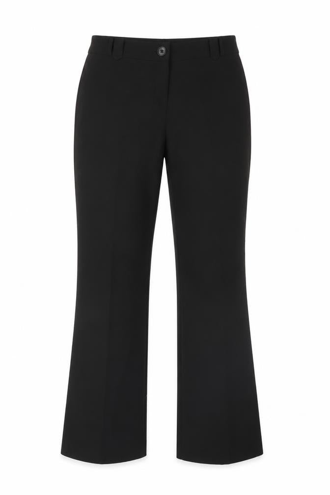 Front view of Preworn women’s black dress pants trousers, size UK 34, in, 30-inch leg